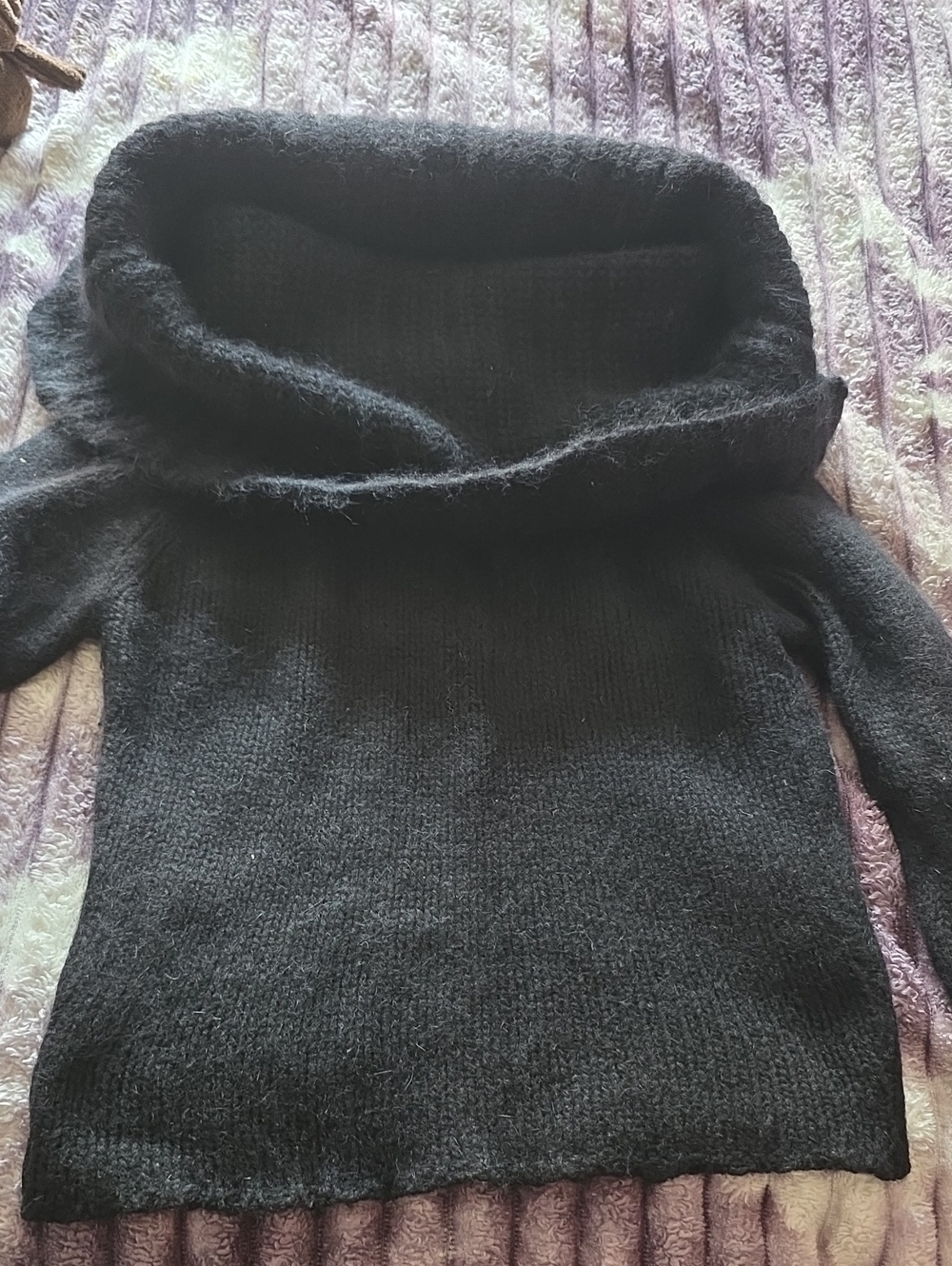 Mango Black Off-Shoulder Cowl Neck Sweater Angora Small